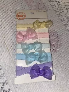 Wonder Nation 5 pack Baby bows Little Girls Head Wraps Bands Pastels - Picture 1 of 3