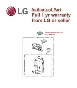LG GENUINE PART #ACZ74390701 LG FRIDGE Dispenser Assy, Ice GS-L635PLF GS-N635MBL - Picture 1 of 4