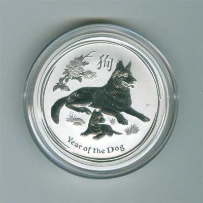 AUSTRALIA 2018 50 CENTS YEAR OF THE DOG 1/2 OZ. .9999 SILVER BU - Image 1 of 2