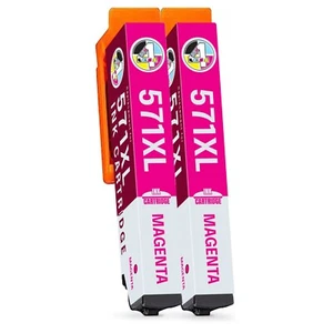 2 Magenta 571XL Ink Cartridge For Canon Pixma MG5750 MG5751 MG5752 MG5700 MG5753 - Picture 1 of 8