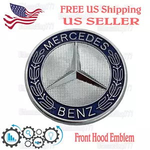 Emblema de capucha delantera estrella para Mercedes-Benz corona de laurel insignia clase C - Imagen 1 de 4