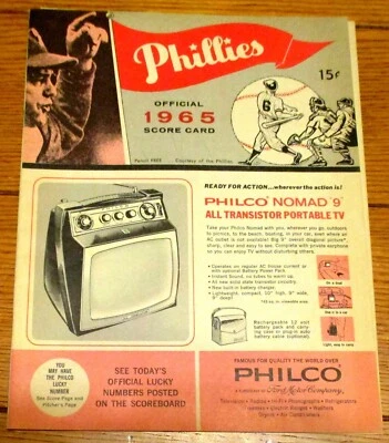 1965 Philadelphia Phillies vs. Milwaukee Braves  Official Score Card   Scored - Image 1 of 4