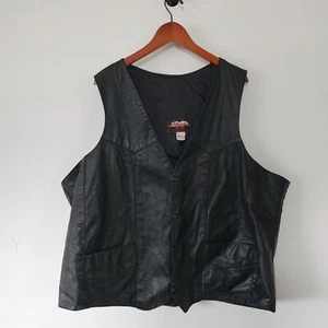 Hillside USA Leather Black Motorcycle Vest Jacket 60L - Picture 1 of 4