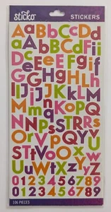 Small Bright Multicolor Glitter Combo Alphabet Letters Scrapbook Stickers Sticko - Picture 1 of 3