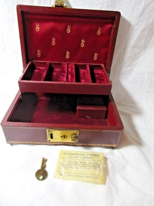 Thorens Portagioie Music Box Made in Switzerland Borgogna Suona "Sempre" Chiave Orig - Foto 1 di 8