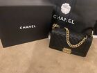 Chanel Boy Bag in black with receipt and box