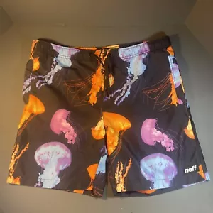 Neff Board Shorts Grandes Bañador Pantalones Cortos Medusas Retro Púrpura Surf Playa - Imagen 1 de 6