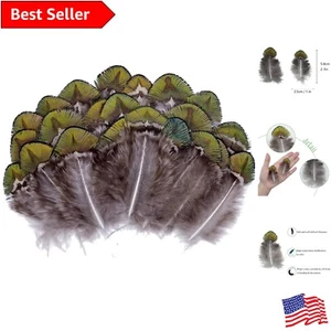 Versatile Gold Green Feathers: 100PCS Peacock Plumage for Crafting & Home Decor - Picture 1 of 8