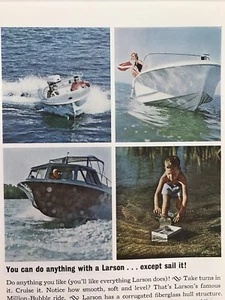 Vtg 1963 Print Ad Larson Speed Boat By Brunswick - Picture 1 of 2