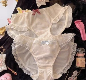 Japanese girly retro cotton plaid sweet ruffle briefs Underpants Sweet panties - Picture 1 of 10