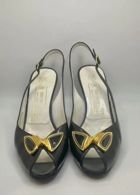 Bruno Magli Mujer Negro Peeptoe Slingback Tacón Talla 8  Foto 1 de 4