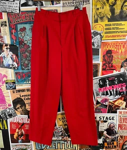 Vtg 90s Red Pleated High Rise Cheryl Tiegs Trouser Pants 28x27 Businesswoman - Picture 1 of 14