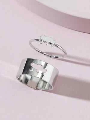 2 pezzi Anello anelli color argento ferro Diametro: 1.75 cm animale rana - Immagine 1 di 2