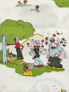 POPEYE THE SAILOR MAN Fabric 2.5 Yards Cotton Brutus Olive Oyl Sweet Pea Vintage - Picture 1 of 6