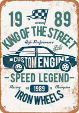 Metal Sign - King of the Street Custom Engines -- Vintage Look