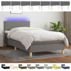 Łóżko sprężynowe Materac LED Łóżko Rama łóżka Łóżko tapicerowane Rama listew Tkanina vidaXL