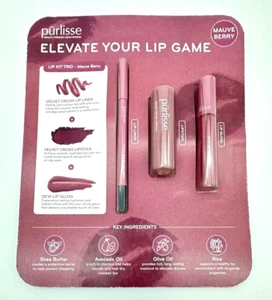 NEW Purlisse Lip Kit Trio Mauve Berry Elevate Your Lip Game FREE SHIPPING LOOK! - Picture 1 of 3