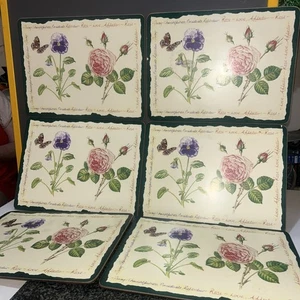 Laura Ashley 6 Platzsets - Gartenzimmer - Rosenstiefmütterchen gebraucht verpackt - Bild 1 von 15