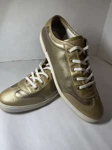 GUCCI Imprime Monogram Woman’s  Barcelona low top Sneakers Size 10.5 Gold - Picture 1 of 11