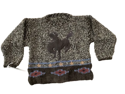 Vtg NWT Child Aspen Hand Knitted Horse Appliqued Cotton Sweater Sz 5 - Image 1 of 4