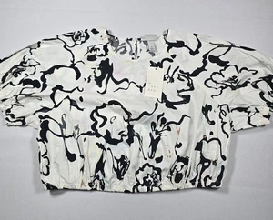 Neu mit Etikett A New Day kurz geschnittenes Damenoberteil weiß/schwarz bedruckt Größe Medium neu - Bild 1 von 8