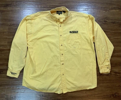 VTG Dewalt Tools Shirt Yellow Button Down Mens Sz XL Cotton Embroidered Y2K - Image 1 of 4