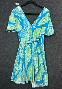 Diane Von Furstenberg 100% Silk Wrap Dress Suron Python Print Womens Sz 2 Green - Picture 1 of 7
