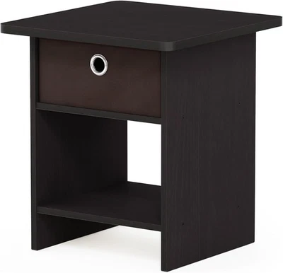 Mesa auxiliar/lateral/noche Furinno Dario paquete de 1, contenedor superior, nogal oscuro  Foto 1 de 4