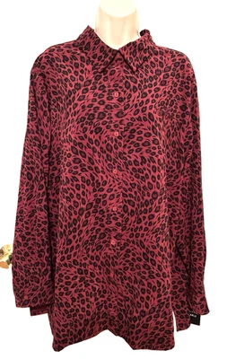 Blusa para mujer Sag Harbor Plus 20W forrada de piel de topo manga larga con botones nueva con etiquetas Foto 1 de 4