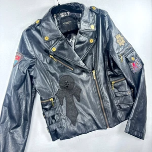Chaqueta de cuero sintético Rocawear Y2K TALLA L Música hip hop Vintage Biker 90s Retro - Imagen 1 de 12