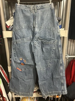 Jeans Fat Boy vintage anos 90 Y2K JNCO tamanho 30x31 perna larga folgada feito nos EUA skatista - Imagem 1 de 4