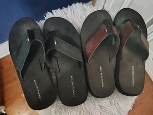 Tommy Hilfiger 2 PAIR BUNDLE Women's Flip Flop Size 7.5M Leather  - Picture 1 of 8