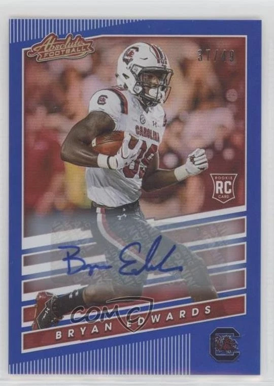 2020 Panini Chronicles Draft Picks Blue Signatures /49 Bryan Edwards #11 Auto RC - Image 1 of 2