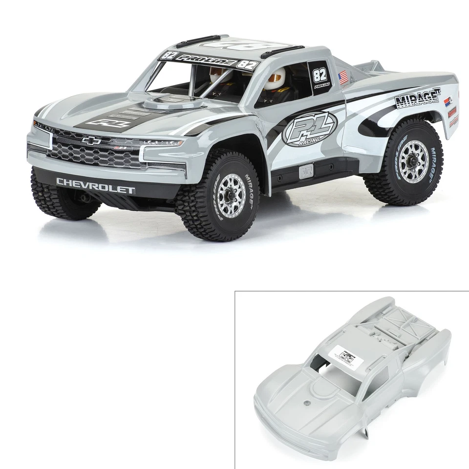 Pro-Line Racing 367514 1:16 Pre-Cut 2019 Chevy Silverado Trophy Truck Gray Body - Image 1 of 1