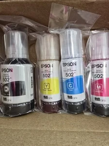 Epson 502 Eco Tank Refill Ink Bottles 4 Pack. ET-4760 ET-2760 ET-2750 ET-3760 - Picture 1 of 2