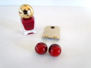 Anthropologie Cherry Drop Earrings Dark Cherry NEW + Minilux Nailpolish - Picture 1 of 9