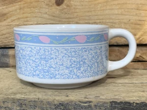 K.I.C. Ceramic Floral Abstract Coffee Mug Tea Cup Pink Blue Made in Korea - Picture 1 of 6