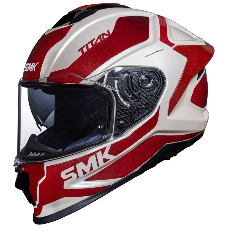 Casco de motocicleta SMK Titan PFT - Arok blanco/rojo/blanco Foto 1 de 1