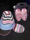 Baby Girl Wooly Hat , Mittens &amp; Shoes NEW Size 3/6 Months