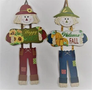Happy Harvest Welcome Fall Scarecrow Wall Door Outdoor Indoor Hanging Decoration - Picture 1 of 6