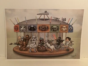 Nathan Szerdy SIGNED Star Wars Carousel Art Print Yoda Boba R2-D2 C3PO - Picture 1 of 3
