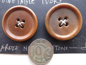 Antique Big Unisex Rimmed 4Hole Corozo Brown Coat Dress Replacement Buttons-32mm - Picture 1 of 4