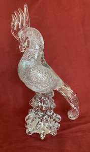 VTG Rare Formia Vetri Di Murano Glass With silver Flecks Cockatoo Bird 14” - Picture 1 of 10