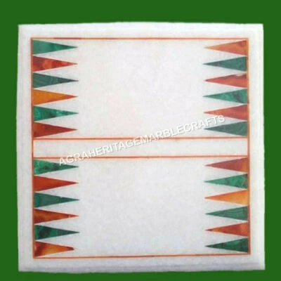 15"x12" Marble Backgammon Game Coffee Table Top Inlay Art Christmas Decor H4340 - Image 1 of 4