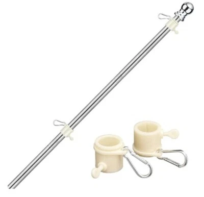 #035 Kit de poste de bandera de 5 pies, asta de bandera estadounidense de alta resistencia de acero inoxidable,... Foto 1 de 4