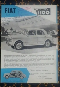 Fiat 1100 -6 PS~FRANZÖSISCHER FRANZÖSISCHER KATALOG~Um 1955~GARAGE DES EMPEREURS-NICE~ - Bild 1 von 2