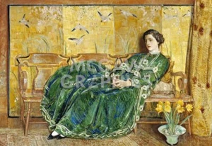 Póster femenino con impresión artística de abril (The Green Gown), 1920 de Childe Hassam 13x19 - Imagen 1 de 1