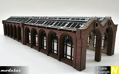 Modelux N Gauge 'Cheltenham' 2 Lane Double Length Engine Shed Kit - Image 1 of 4