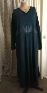 Blue Fish ART-to-WEAR 100% Organic Cotton LONG Dress DARK TEAL Hand Printed USA - Picture 1 of 12