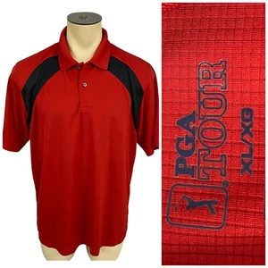 Camisa PGA Tour Para Hombres XL Polo Roja Trabajo Atlética Preppy Oficina Bloque de Color Informal - Imagen 1 de 16